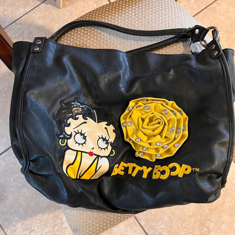 Betty Boop Black Shoulder Bag with Yellow Accents leather xl travel